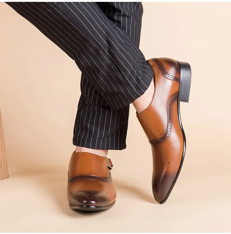 Big Size 38-48 Italian Brand Design Handmade Leather Men Brown Formal Shoes Office Business Wedding Dress Loafers Male autumn