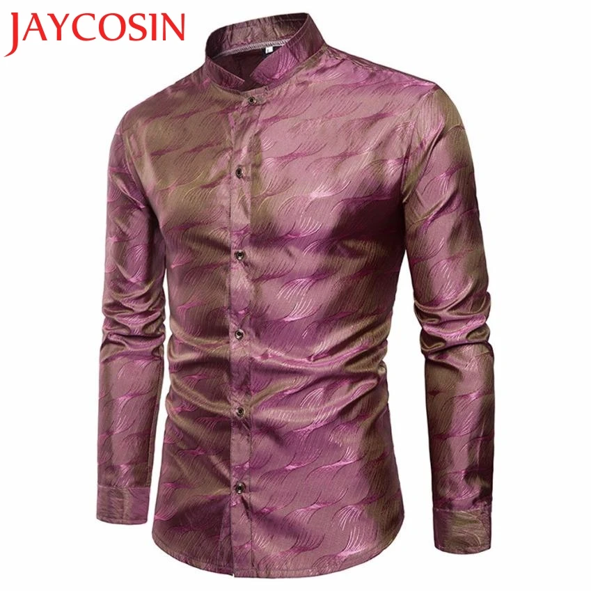 Jaycosin Высококачественная Мужская рубашка приталенная в полоску с длинным рукавом