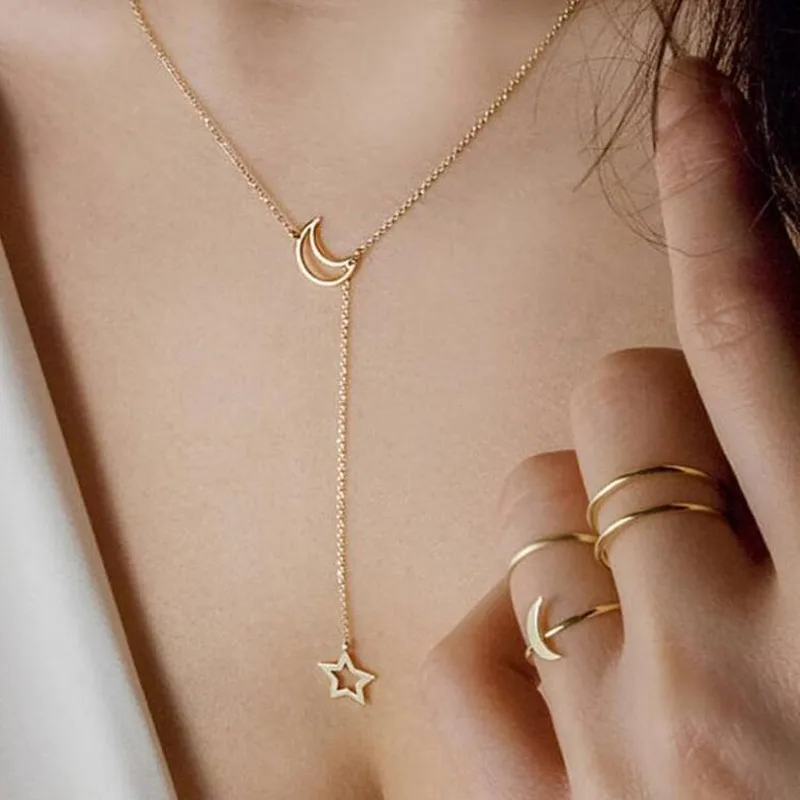 Женское Ожерелье с кулоном ZCHLGR Simple Star & Moon новинка Bijoux Maxi эффектные ожерелья колье