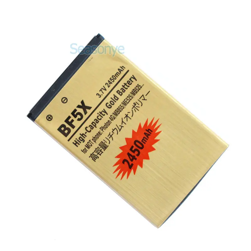 Seasonye 2450mAh BF5X / SNN5877A Золотой Сменный аккумулятор для Motorola Photon 4G MB855 ME525 MB525 Defy mini XT532