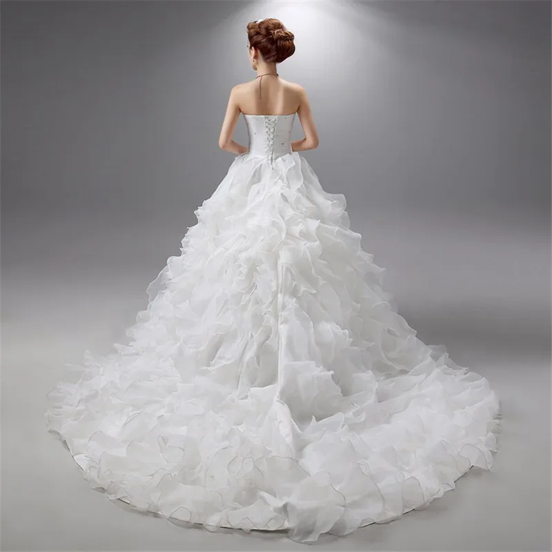 Vestido De Noiva Роскошные хрустальные без бретелек кружевные бальные Свадебные платья