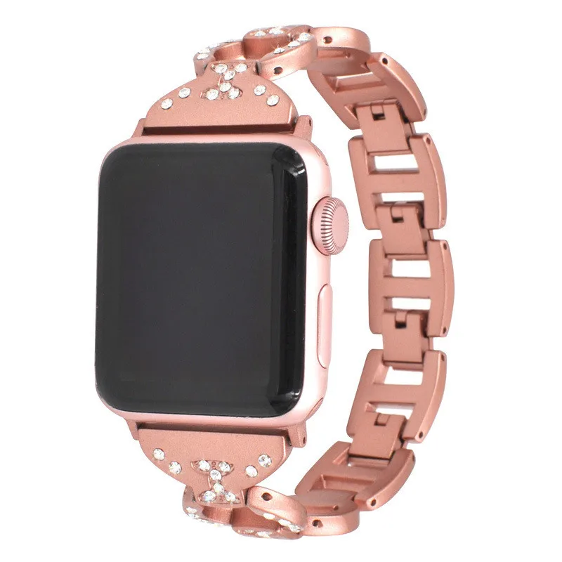 

Suitable for Apple Watch 38/42mm Stainless Steel Strap for Applewatch8 Font-shaped Rhinestone Metal Chain Strap for Iwatch