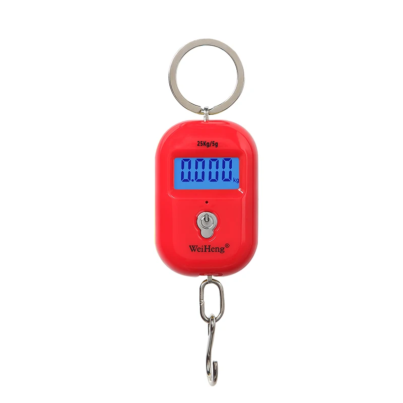 Red 25 кг X 5 г/10 г ЖК-дисплей цифровые весы Мини подвесные весы с подсветкой весы для багажа для рыбалки багажа Путешествия электронные весы - Цвет: Red