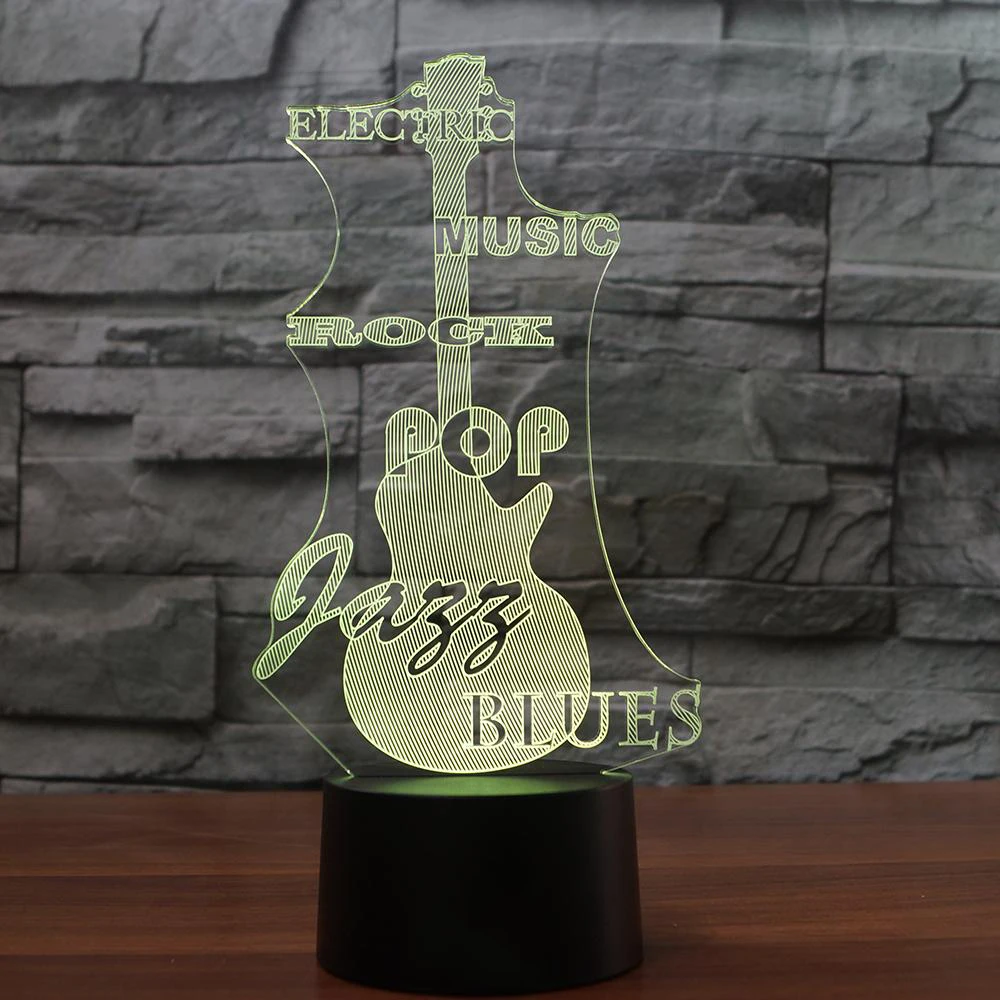 3D Led 7 цветов меняющий Цвет Usb детские подарки светящаяся гитара домашний Декор