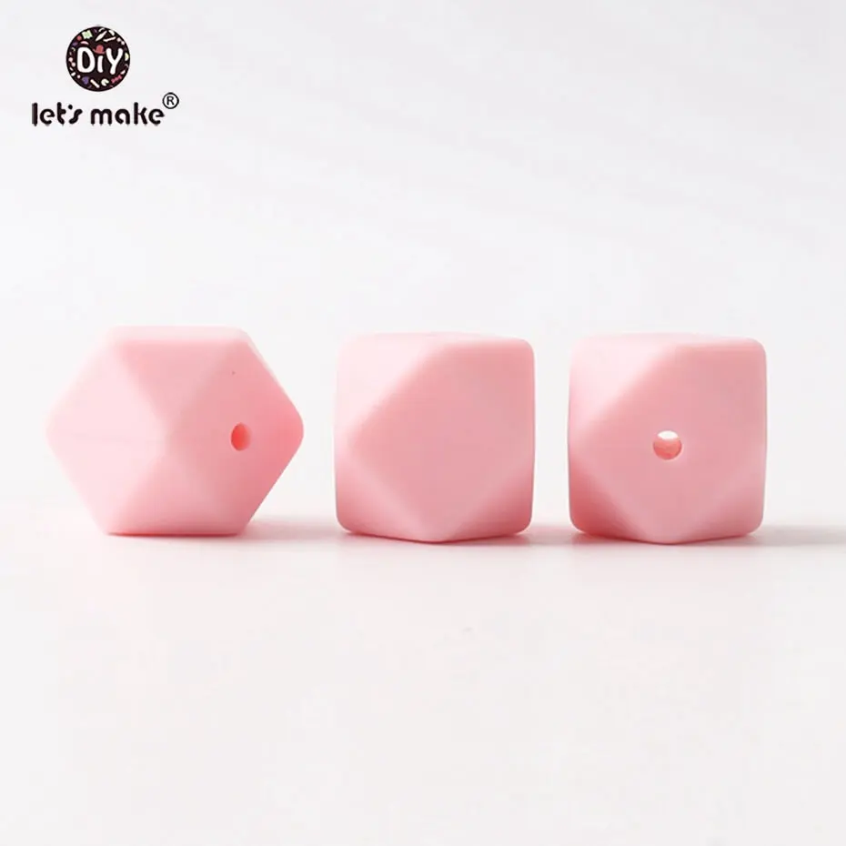 candy pink Давайте сделаем силиконовые бусины для прорезывания зубов 20 шт Большой 17 мм геометрический шестигранник DIY прорезывание зубов ожерелье браслет силиконовые бусины - Цвет: candy pink