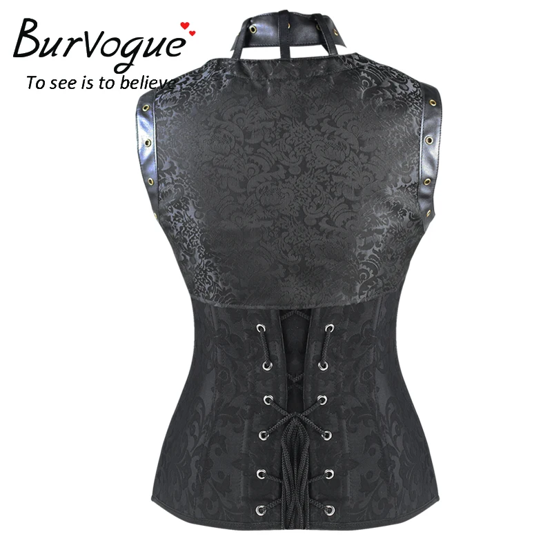 Burvgue женский кожаный стимпанк корсет готический утягивающий с умственной
