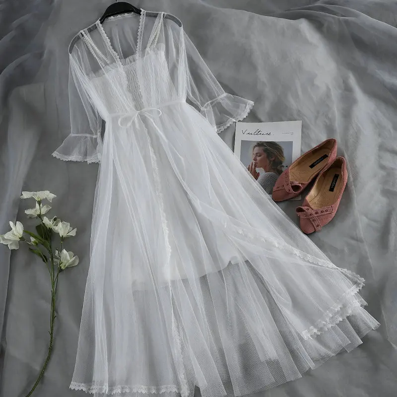 Women Dress Женское летнее плиссированное платье с расклешенными рукавами, на шнуровке, Бандажное платье с оборками, повседневное эластичное тонкое платье с высокой талией без бретелек, сетчатая вуаль, платье - Цвет: Women Dress