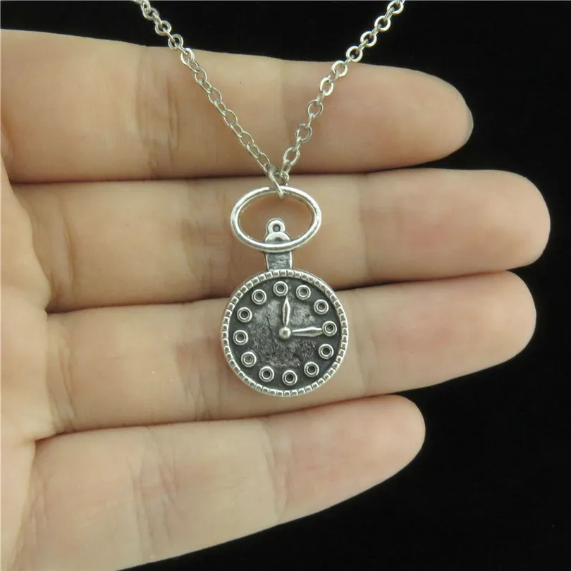 C729 Free shipping 7-1 Silver Alloy Time Tools Wall Clock Pendant Short Chain Collar Necklace 18&quot | Украшения и аксессуары