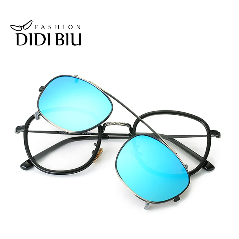 C2 Blue Lens DIDI, хип-хоп, стимпанк, на застежке, солнцезащитные очки для женщин и мужчин, подходят более чем с двойными линзами, солнцезащитные очки, оправы по рецепту, очки с Чехол U814 - Цвет линз: C2 Blue Lens
