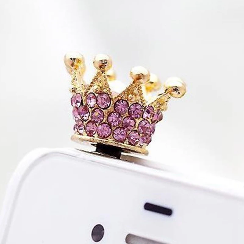 3,5 мм разъем для наушников Пылезащитная Заглушка с короной со стразами Пылезащитная заглушка для большинства мобильных телефонов