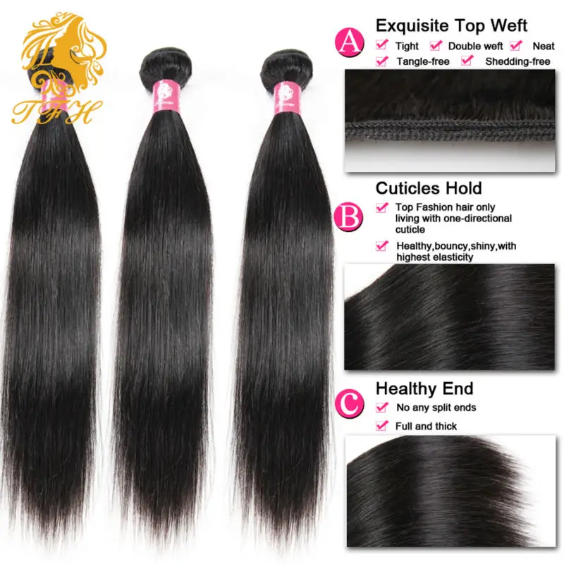 Brazilian Virgin Hair Straight 3 Bundles 8A Grade Unprocessed Human Weave |