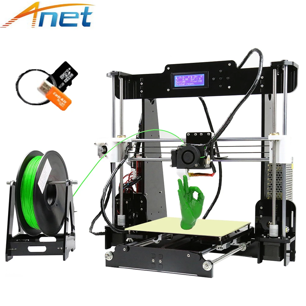 Оригинальный 3D принтер Anet A8 A6 Auto с высокой точностью сборки настольный принтер Self Assembly Prusa i3 DIY Kit 3d SD Card on.