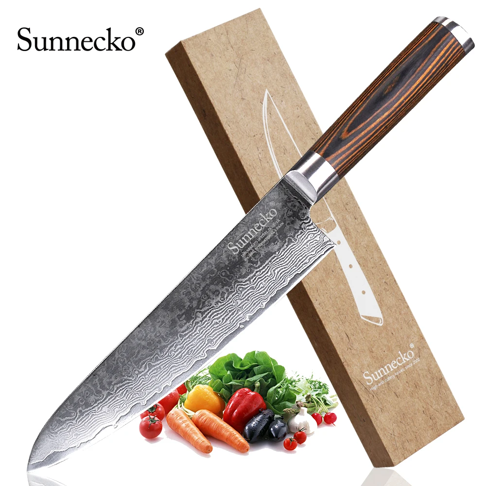 Премиум SUNNECKO 8 дюймов нож шеф повара японский VG10 Дамасская сталь лезвие кухонные