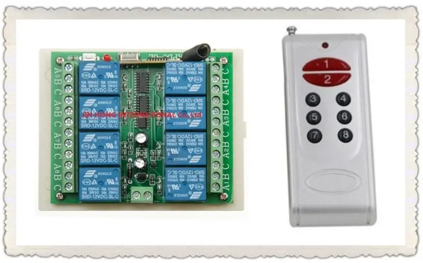 8-канальный пульт дистанционного управления с приемником, 12 В постоянного тока, 8 каналов, 8 дистанционное реле управления