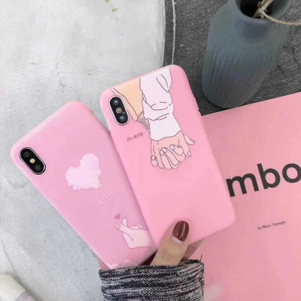 Новинка розовое сердце IphoneX десять пальцев крепления 6/6splus все включено мягкая