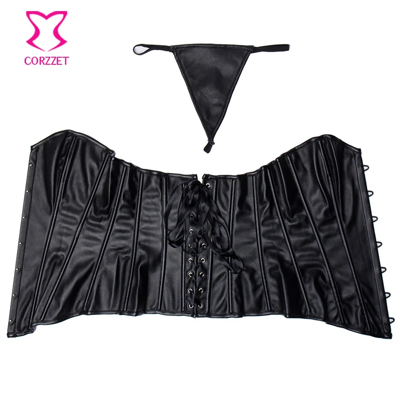 Черный корсет из искусственной кожи Corzzet сексуальный большого размера 6XL для тела