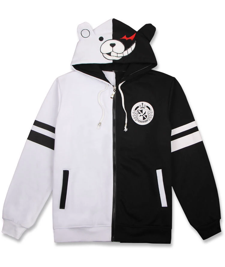 Danganronpa Косплей Монокума костюм унисекс Толстовка Футболка куртка с капюшоном повседневное пальто игра Аниме периферийная