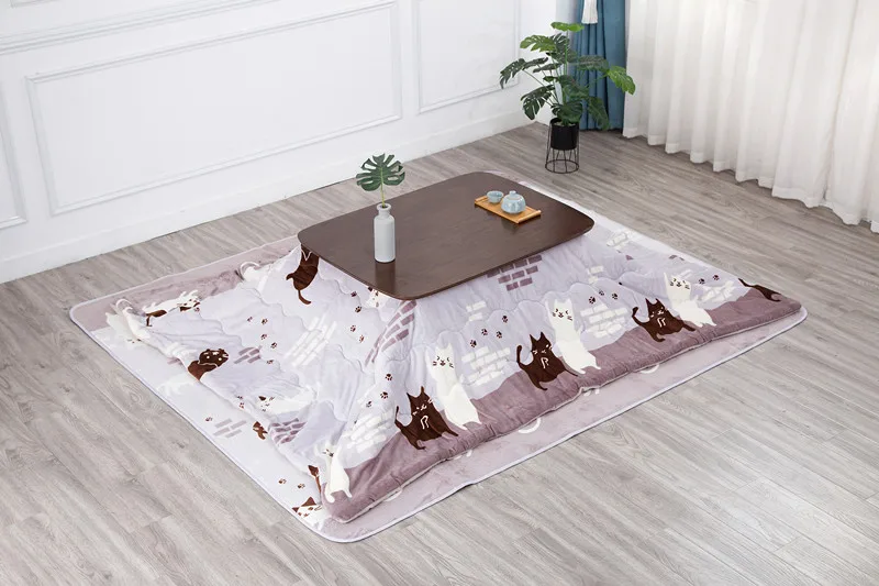 Деревянный Настольный набор Kotatsu в японском стиле, мебель для гостиной, журнальный столик с отделкой из темного ореха, из твердой золы, Азиатский центральный стол