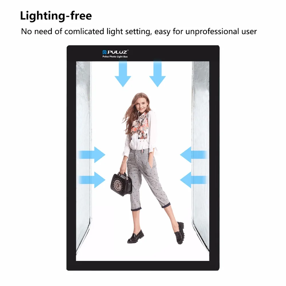 

PULUZ-Caja iluminada para fotografa, 200cm, plegable, 6 barras de tira de luces, 240W, 5500K, caja de estudio fotogrfico, cmara