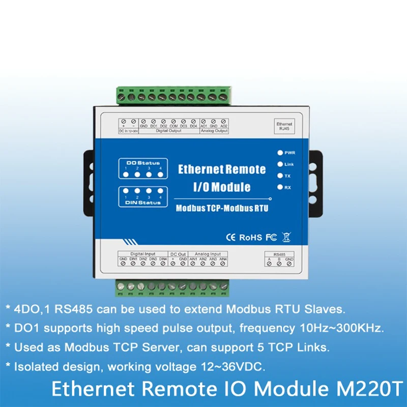4 цифровой выход s Ethernet сетевое удаленное IO модуль modbus TCP 10 Гц ~ 300 кГц