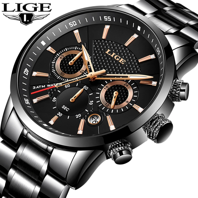 Relogio Masculino LIGE часы мужские модные спортивные кварцевые Топ бренд класса люкс