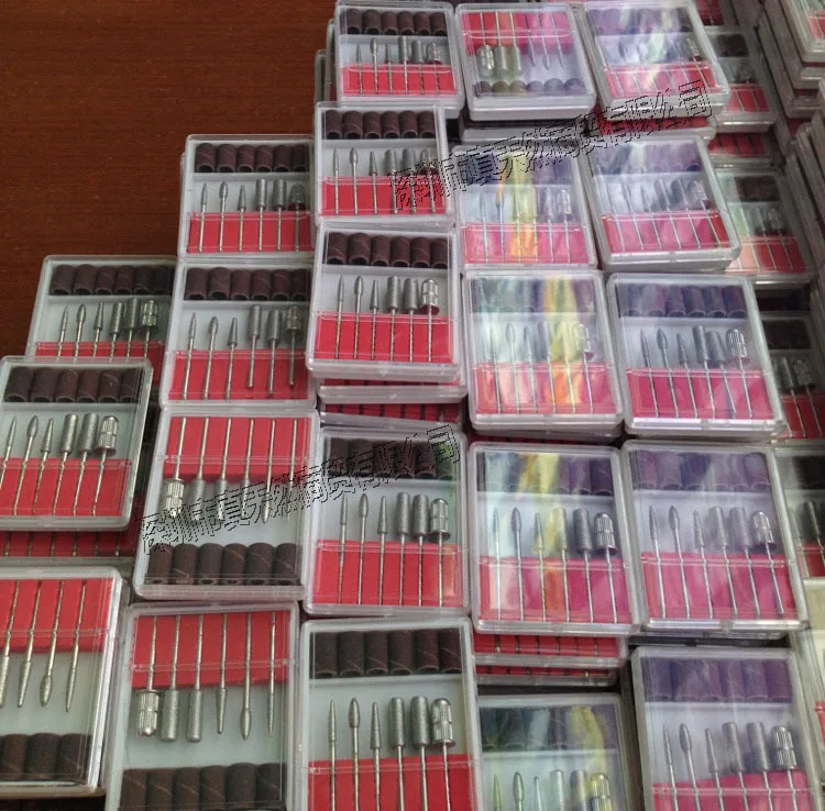 

10X6 PCS Electric Nail Art Drill Bits Accessories Sets 3/32" Shank Size Acrylic Art Tool+6PCS BITS+6PCS Sand Grinding each box