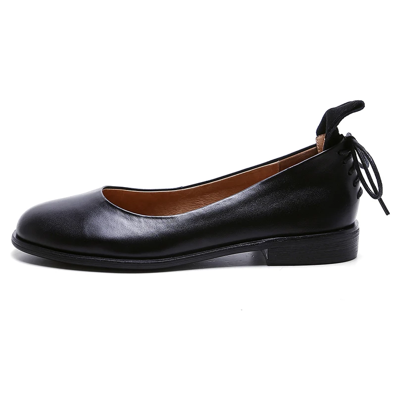 2017 Women Black Shoes Slip on Woman Genuine Leather Flat Fashion Handmade Loafers Female Casual Flats | Обувь