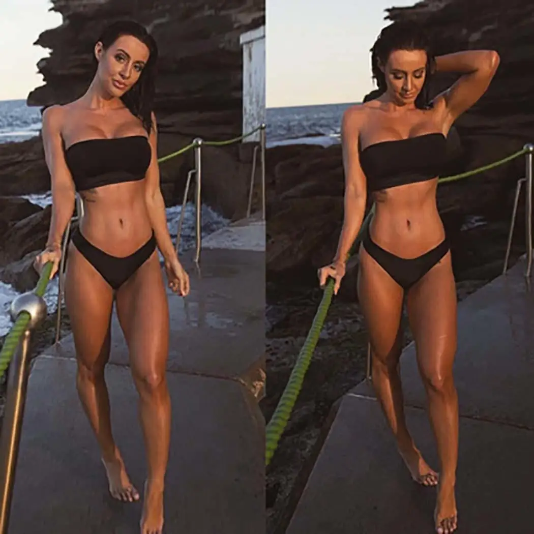 Женские повседневные без бретелек рукавов с низкой талией Летние осенние черные