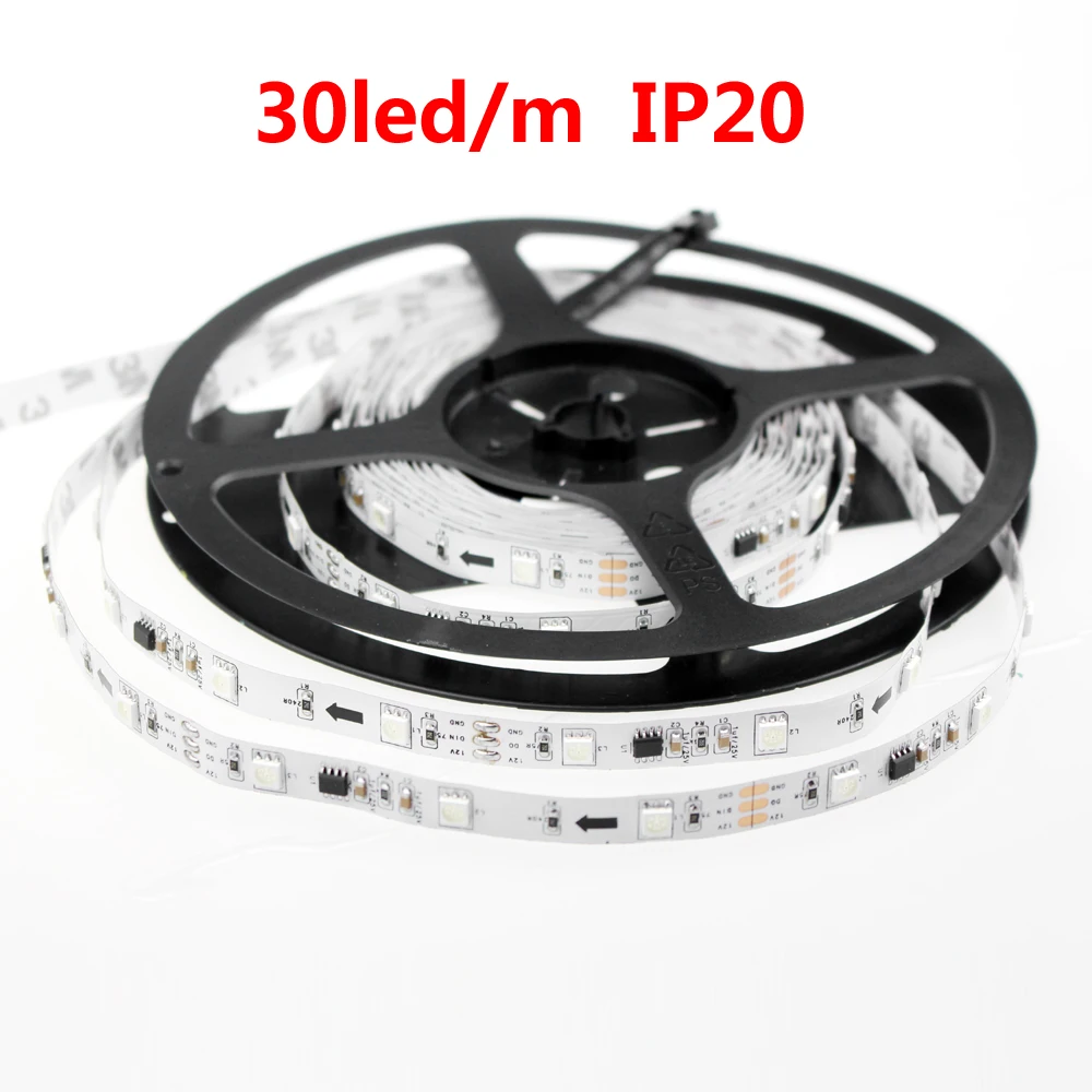 Прибор приемно-5050 цветная(Rgb) Светодиодная лента 12 v Ws2811 5050 цветных(Rgb) светодиодных лент Водонепроницаемый 30 60 светодиодов/m пикселей смарт светодиодных лент