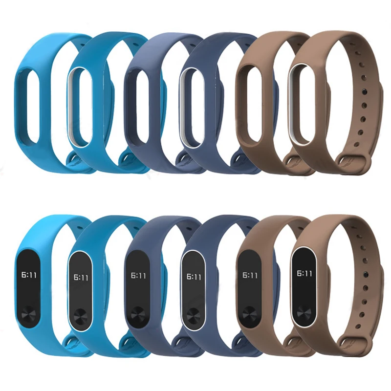 Цветной ремешок miband 2 reloj inteligente высококачественный силиконовый двухцветный