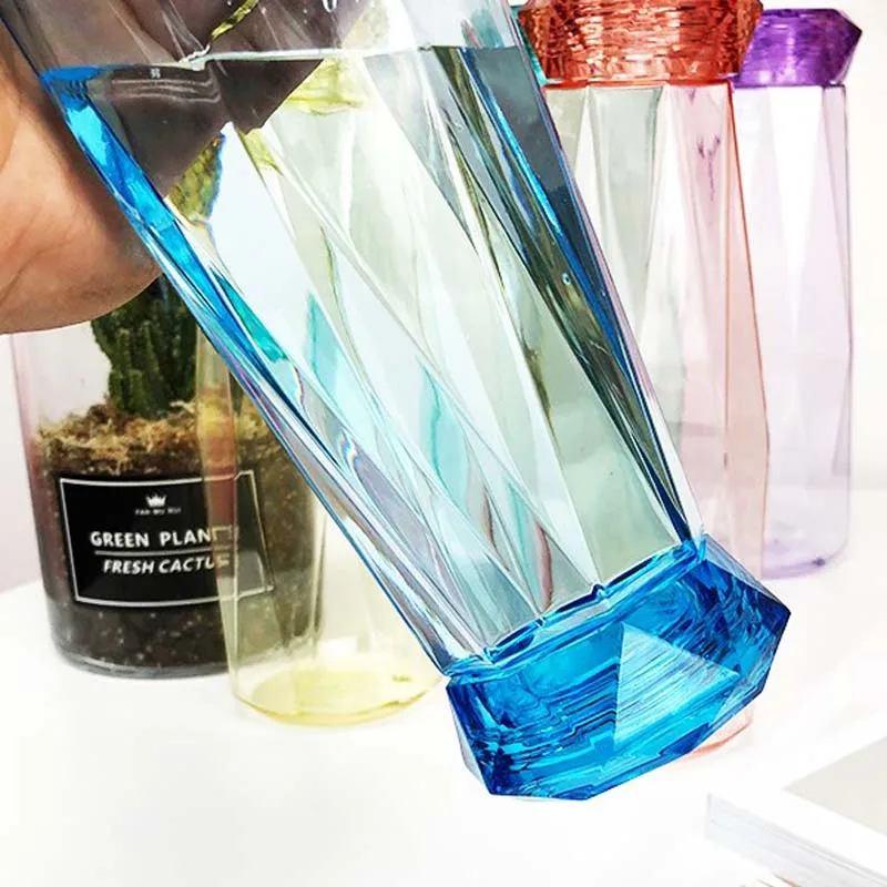 Новая модная бутылка для воды в форме алмаза элегантная креативная пластиковая