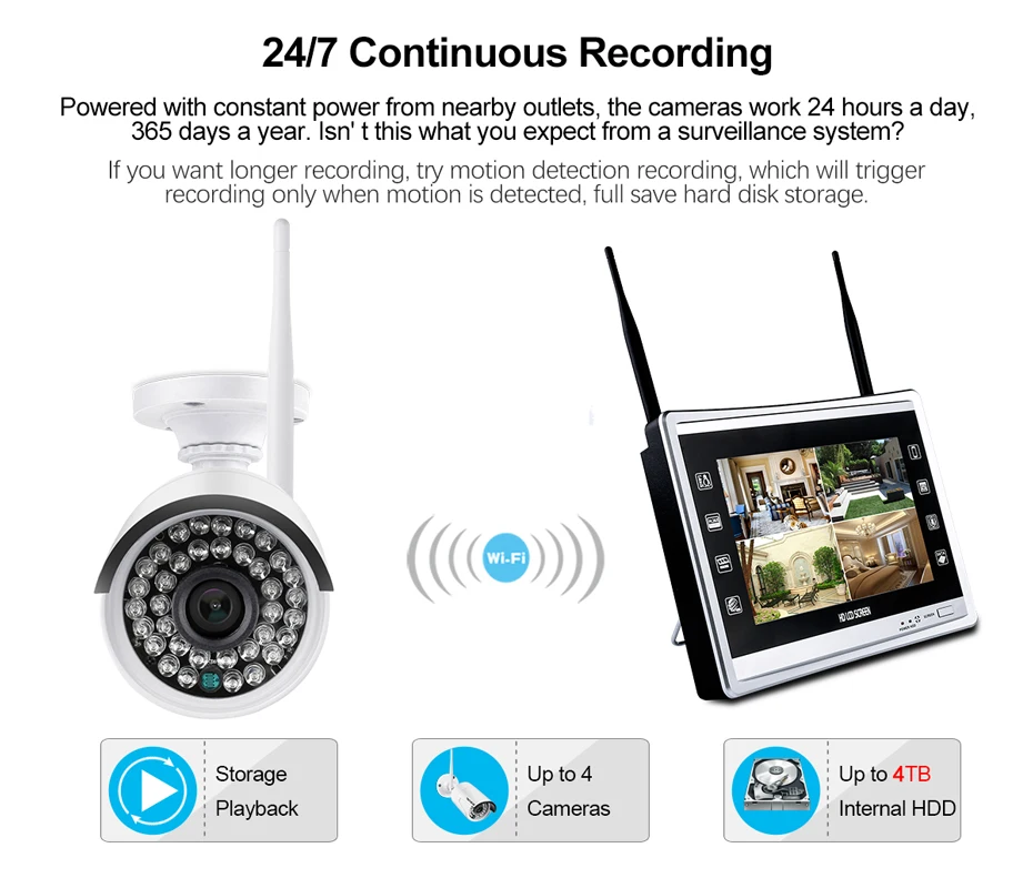Techege 4CH беспроводной 1080P NVR комплект HD 1" ЖК-монитор 4CH wifi NVR безопасность 2MP аудио wifi камера CCTV камера система приложение дистанционное управление