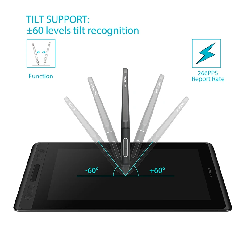 HUION Kamvas Pro 12 GT-116, без аккумулятора, поддержка наклона, ручка, дисплей, монитор, 11,6 дюймов, ручка, графический Рисунок, планшет, монитор