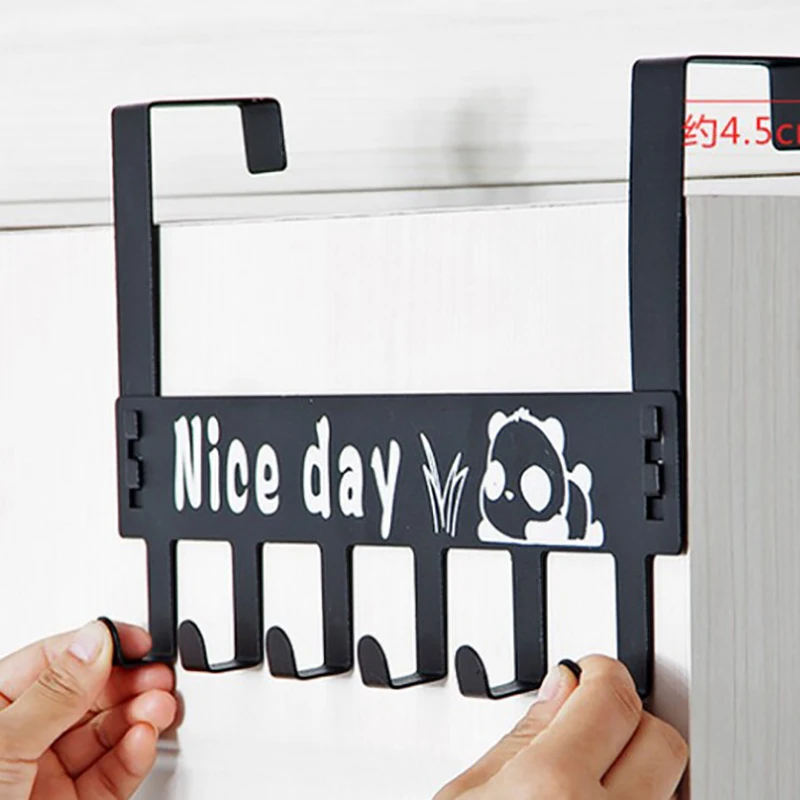 Kitchen Wall Key Hanger Key Holder Wall Coat Rack Door Hanger Metal Wall Hanger With 6 Hooks Storage Holder