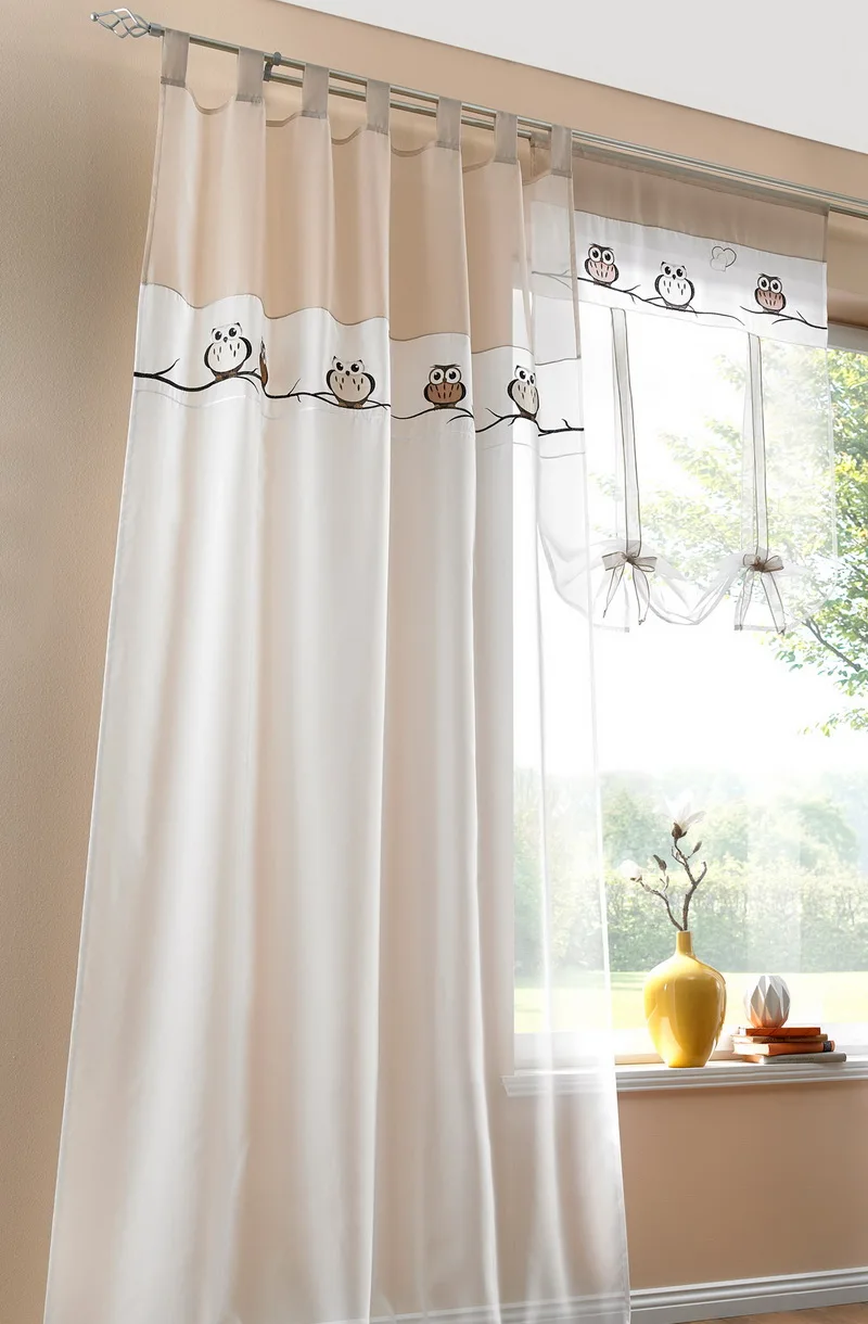 Римские шторы в европейском стиле с вышивкой совы завязки тонкие брендовые