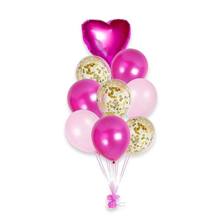 9pcs fushia LAPHIL воздушные шары с конфетти цвета розовое золото на день рождения Декоративный Надувной Мяч гелиевый воздух шары Свадебные вечерние принадлежности - Цвет: 9pcs fushia