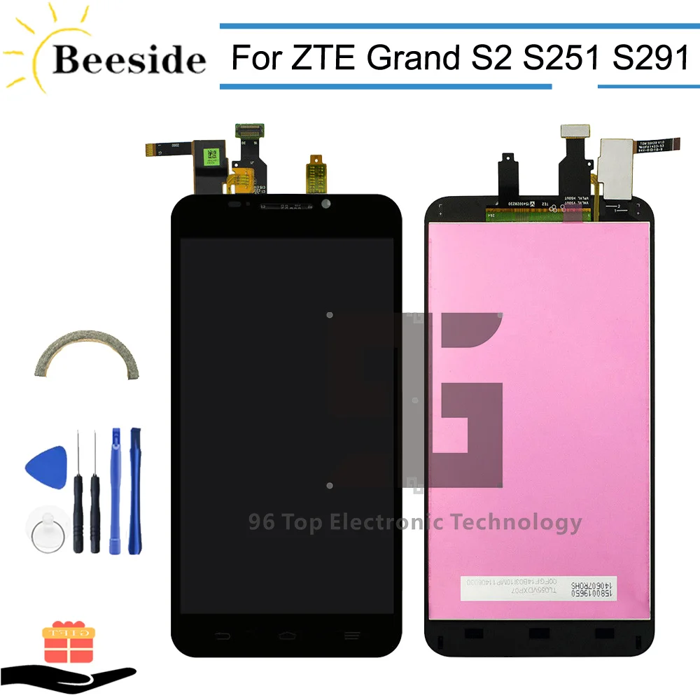 AA + качество ЖК дисплей 5 ''черный для zte Grand S2 S 2 II S251 S291 S252 S221 Дисплей Сенсорный