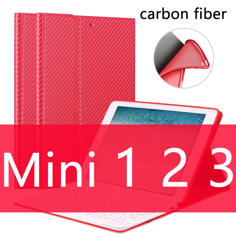 Для iPad Mini 4 3 2 1 5 чехол с клавиатурой, [несколько подставки] силиконовый чехол из искусственной кожи для iPad Mini Чехол Smart Funda teclado - Цвет: Cool Red mini 1 2 3