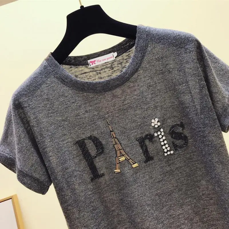 Летняя повседневная женская футболка с надписью Парижа популярные футболки