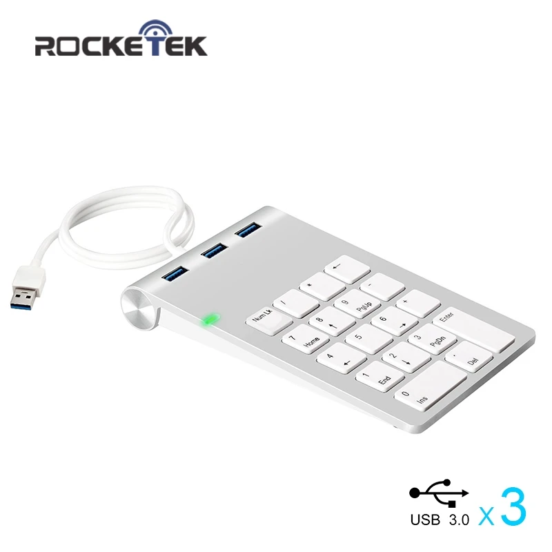 Rocketek USB цифровая клавиатура 18 клавиш с тремя портами 3 0 для мини цифровой