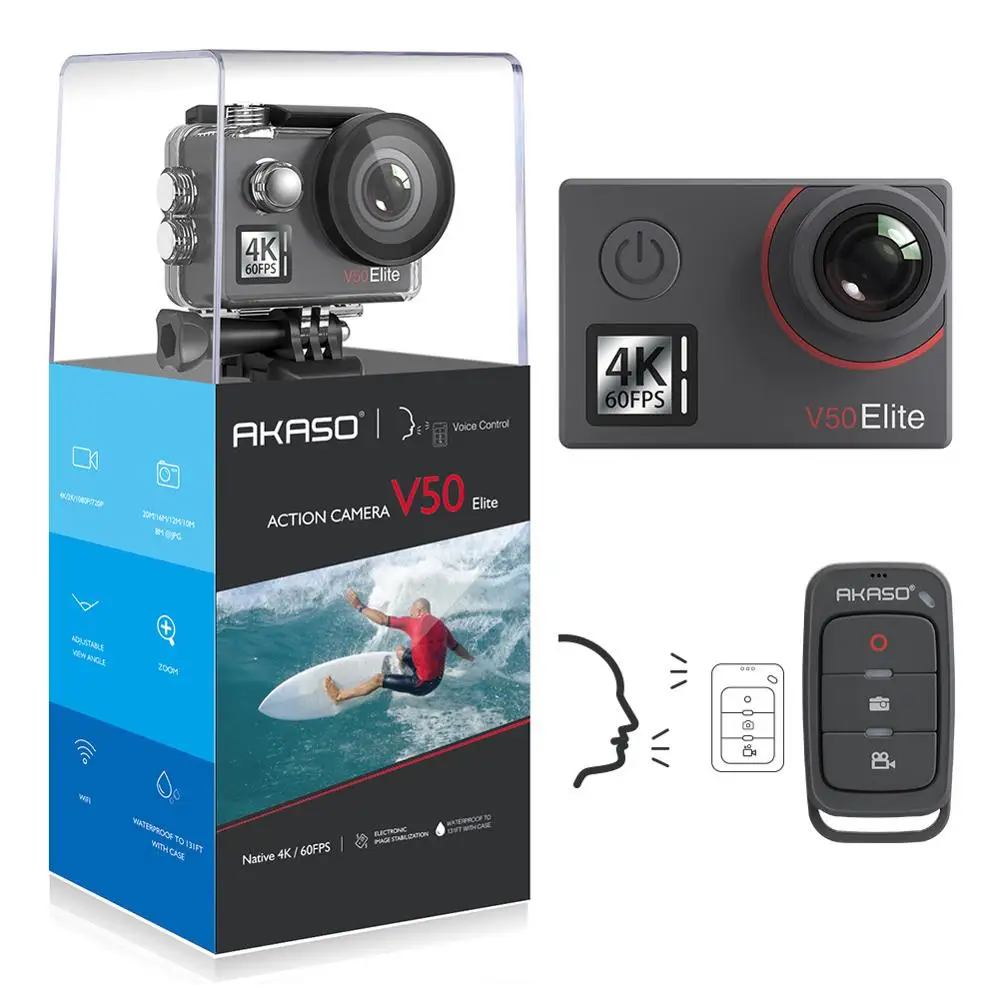 AKASO V50 Elite 4 K/60fps сенсорный экран WiFi Экшн камера Голосовое управление EIS 40 м