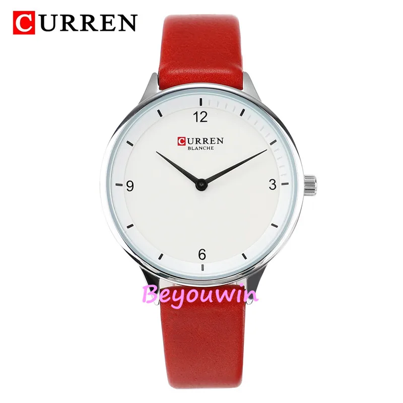 50 шт./лот curren 9039 роскошные женские белые часы с кожаным циферблатом кварцевые