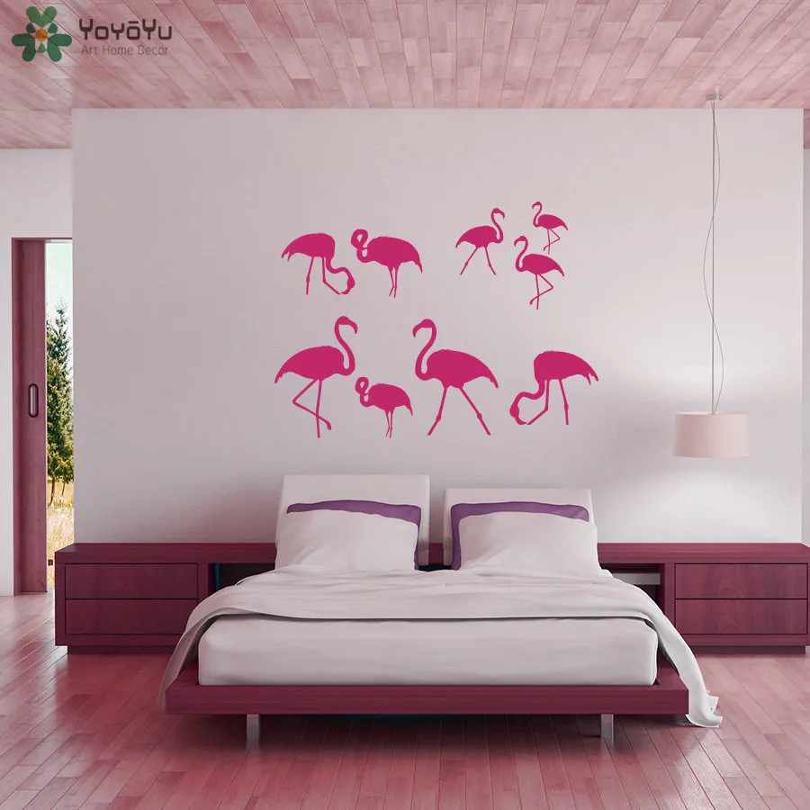 Виниловые наклейки на стену в детскую комнату с фламинго съемные настенные