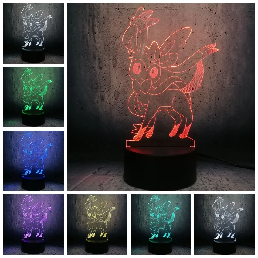 Светодиодная лампа IvysaurCharmander Espeon Sylveon Bulbasau3D с изображением милых парней подарки