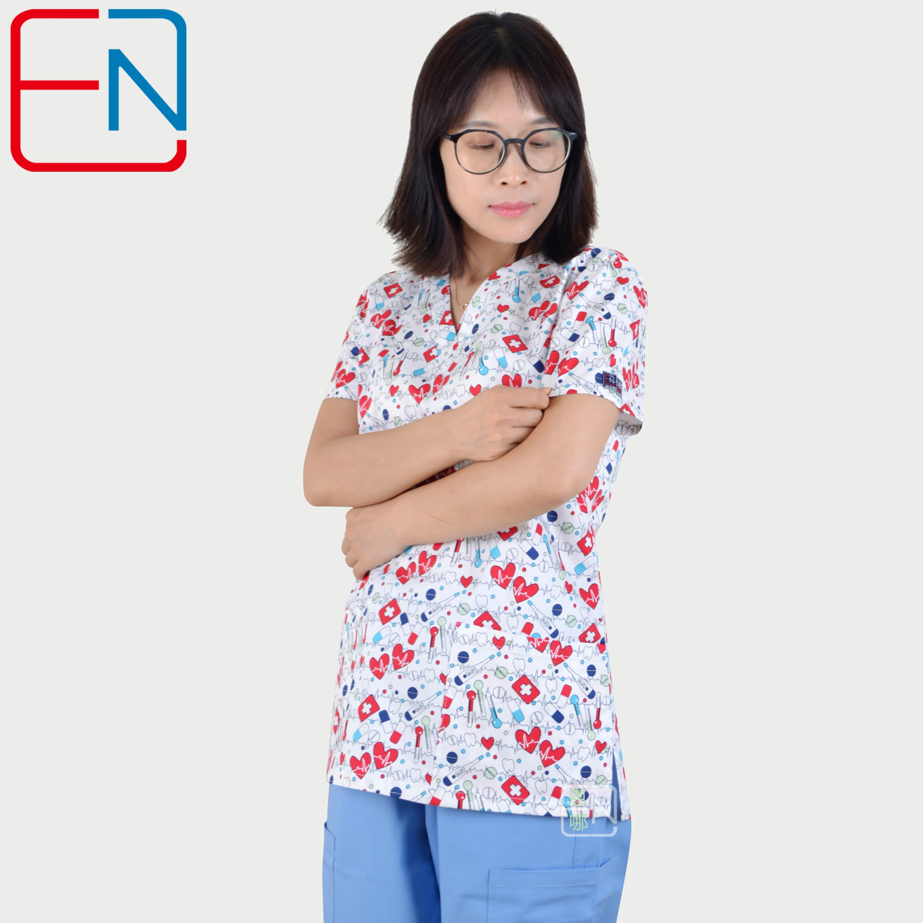 

6 prints in scrub uniforms scrub tops with stretchy material XXS-5XL