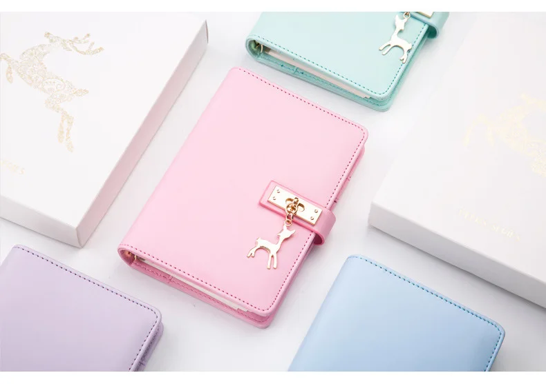 Pink Blue A6 Planner Leather Notebook Diary Journal Book Notepad Student Planner School Office Supply