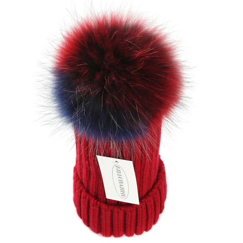 Шапка-бини с помпоном из натурального меха норки 18 см | Аксессуары для одежды