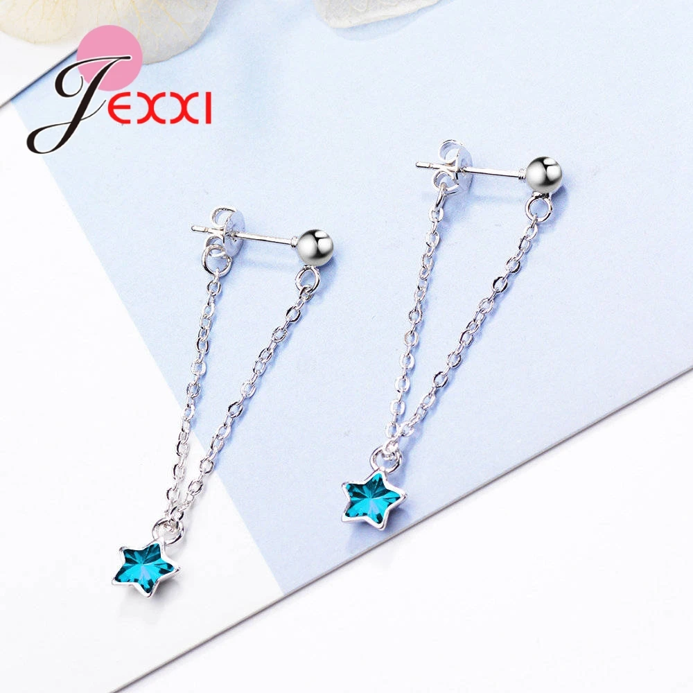 

Sweet Romantic Style New Arrival Blue Star Pendant Lovely Woman Girls Anniversary Gift 925 Sterling Silver Stud Earring