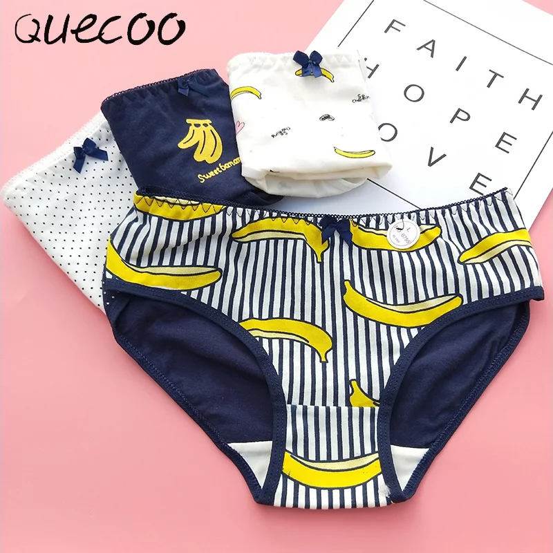QUECOO 2018 Selling new banana printing cute sexy underwear cotton comfortable women #168 |