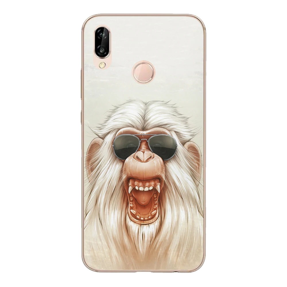 Для Huawei P20 Lite чехол 5 84 &quotМягкий ТПУ силиконовый Funda очки для курения обезьяна Nova 3e